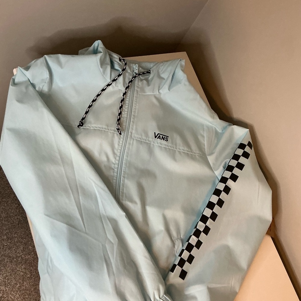 Vans Sky Blue Wind Breaker Skater Jacket with Checkered Detail